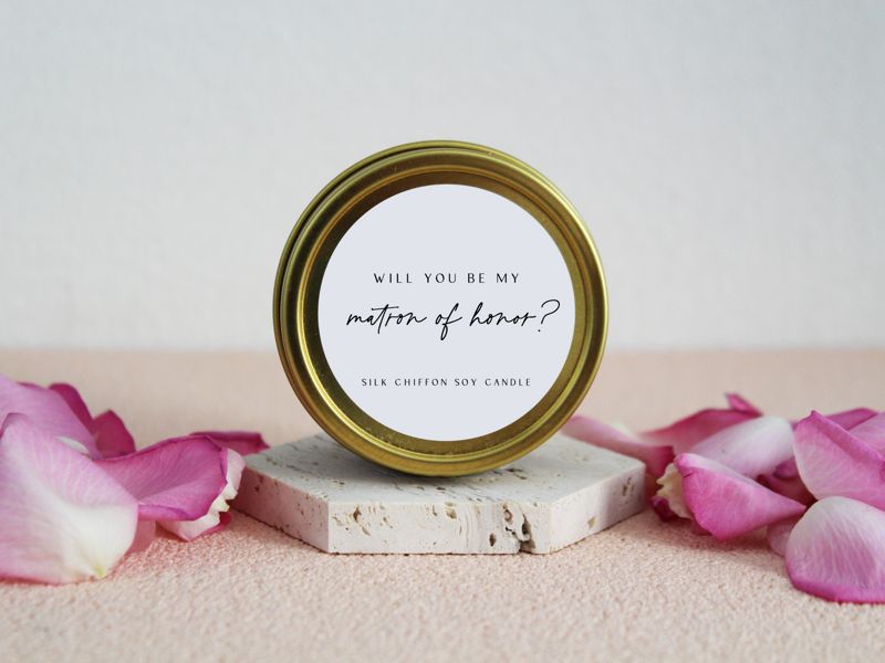 Will You Be My...? Soy Candle Gift (4oz Gold Travel Tin, bridesmaid)