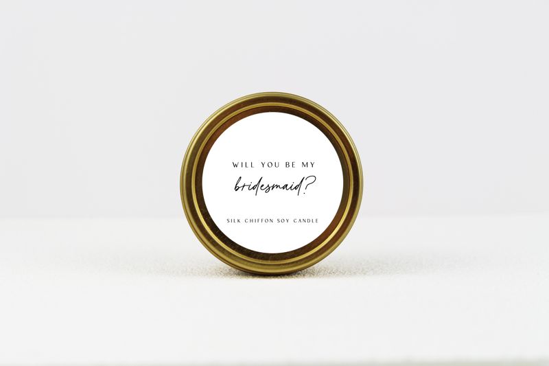 Will You Be My...? Soy Candle Gift (4oz Gold Travel Tin, bridesmaid)