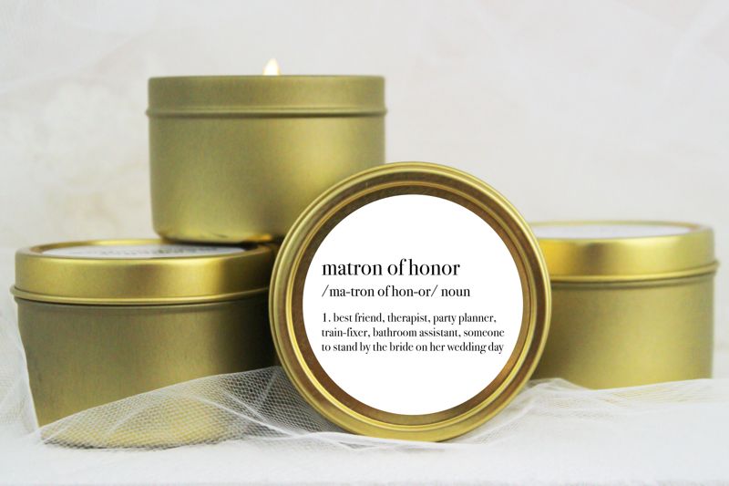 Matron of Honor Definition Soy Candle Gift (4oz Gold Travel Tin)