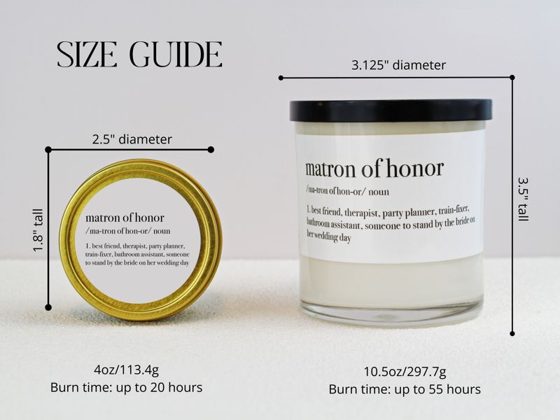 Matron of Honor Definition Soy Candle Gift (4oz Gold Travel Tin)