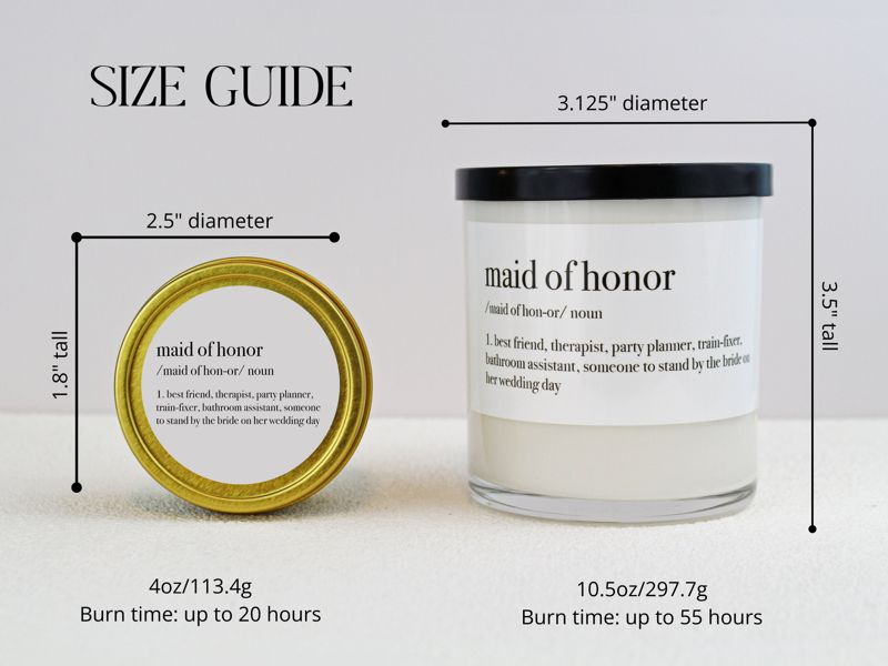 Maid of Honor Definition Soy Candle Gift (4oz Gold Travel Tin)