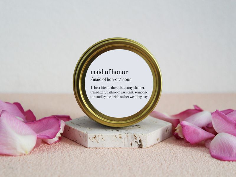 Maid of Honor Definition Soy Candle Gift (4oz Gold Travel Tin)