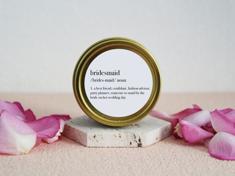 Bridesmaid Definition Soy Candle Gift (4oz Gold Travel Tin)