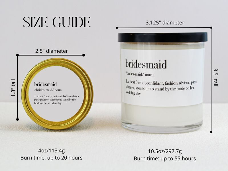 Bridesmaid Definition Soy Candle Gift (4oz Gold Travel Tin)