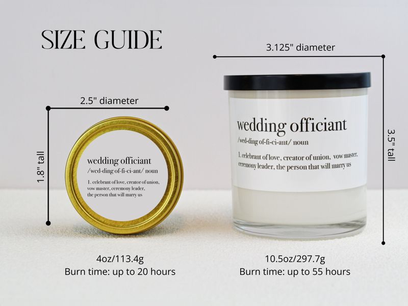 Wedding Officiant Definition Soy Candle Gift (4oz Gold Travel Tin)
