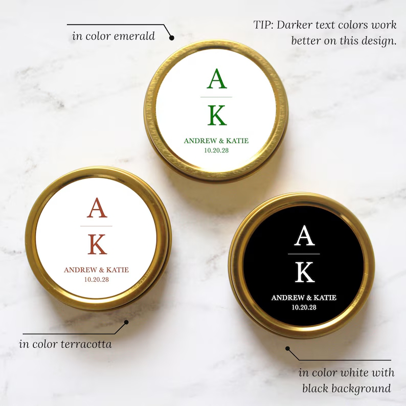 Classic Initials Candle Wedding Favors