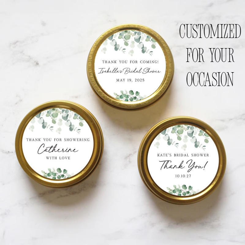 Eucalyptus Bridal Shower Candle Favors