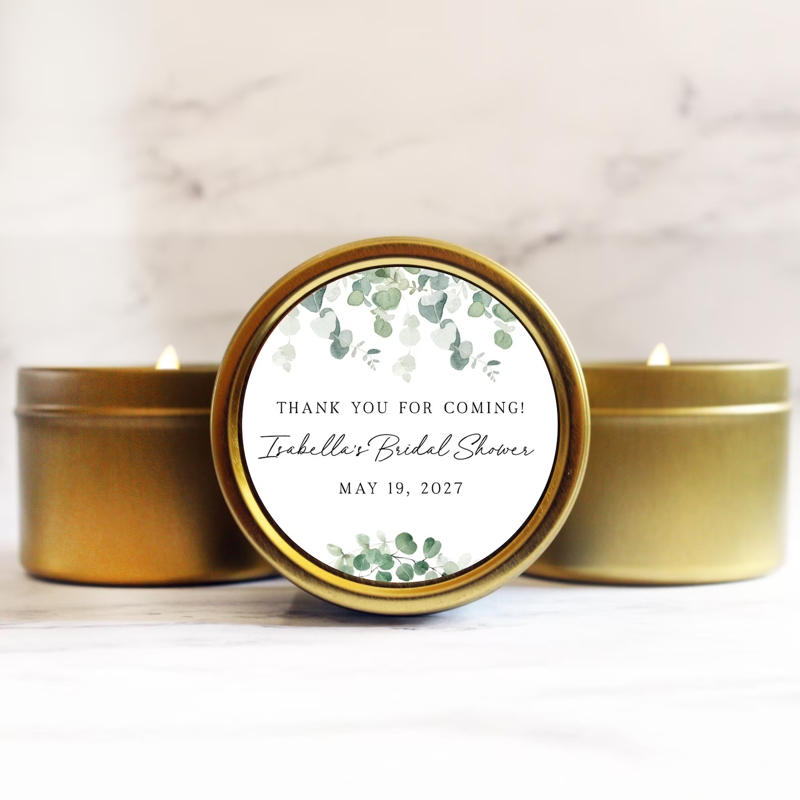 Eucalyptus Bridal Shower Candle Favors