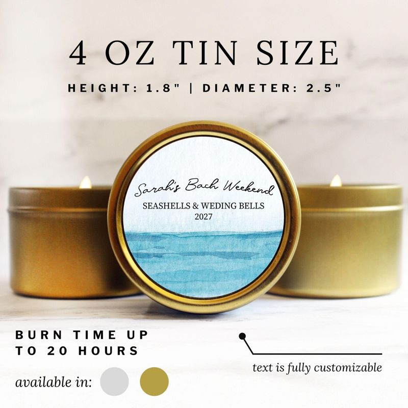 Ocean Watercolor Bridal Shower Candle Favors