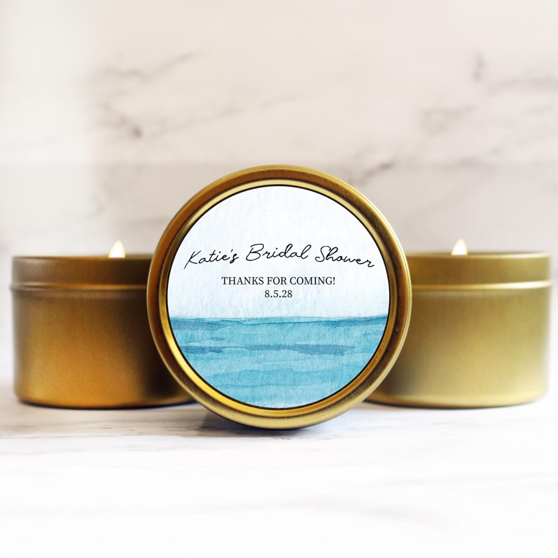 Ocean Watercolor Bridal Shower Candle Favors