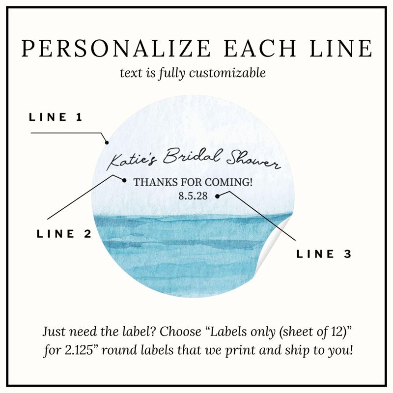 Ocean Watercolor Bridal Shower Candle Favors