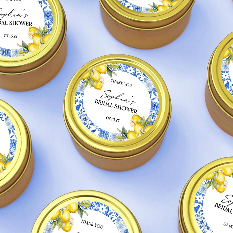 Lemon Theme Bridal Shower Candle Favors | Amalfi Coast