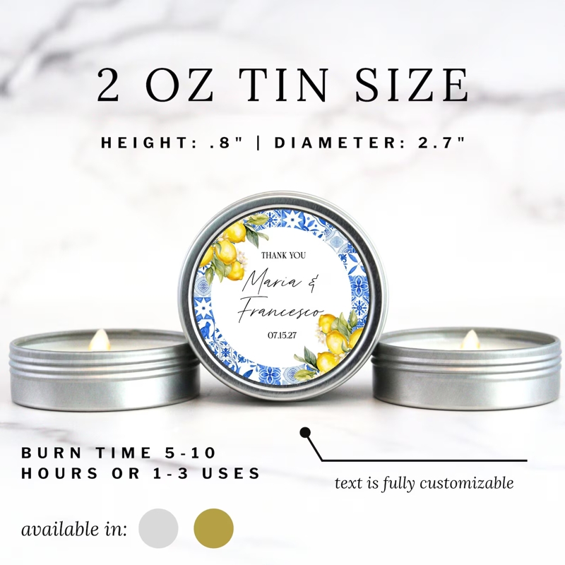 Lemon Theme Bridal Shower Candle Favors | Amalfi Coast