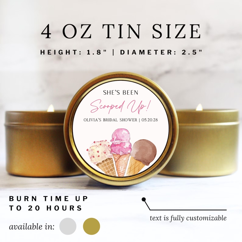 She's Been Scooped Up Bridal Shower Candle Favors