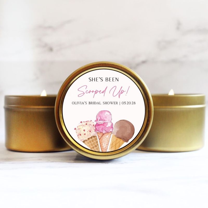 She's Been Scooped Up Bridal Shower Candle Favors