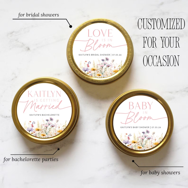 Wildflower Bridal Shower Favors Candles | Love is in Bloom