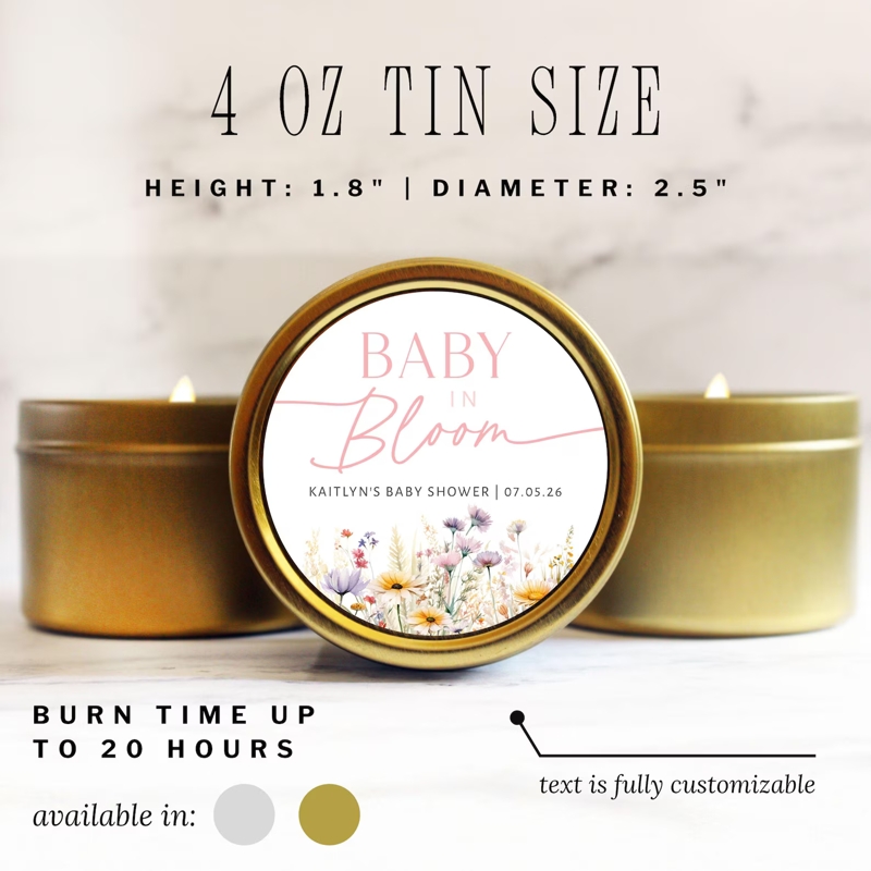 Wildflower Bridal Shower Favors Candles | Love is in Bloom