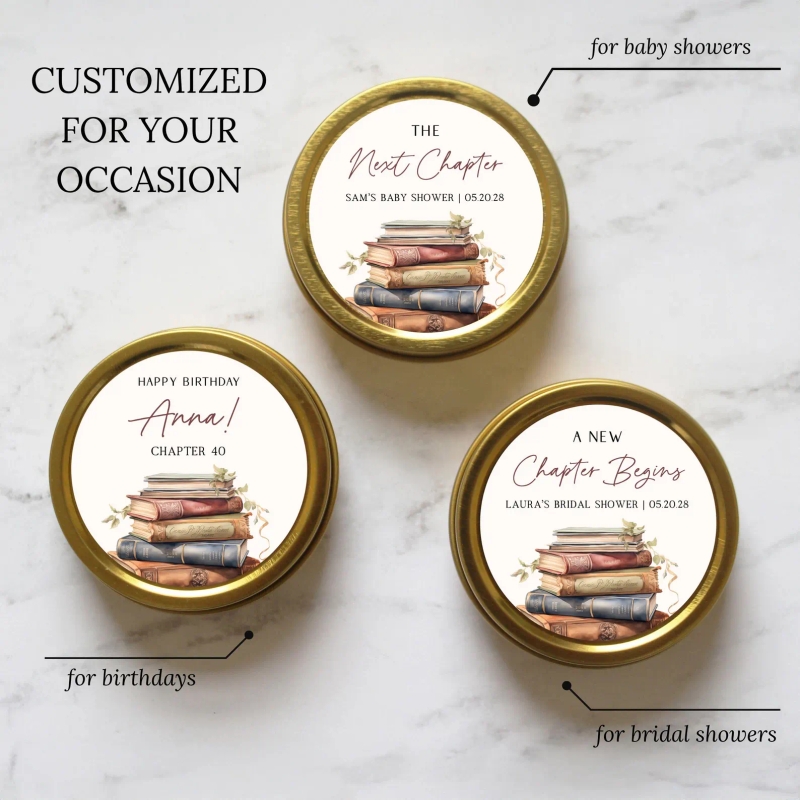 A New Chapter Bridal Shower Candles | Book Theme