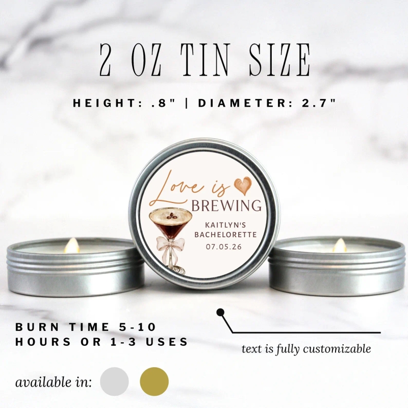 Love is Brewing Bridal Shower Favor Candle | Coffee Theme