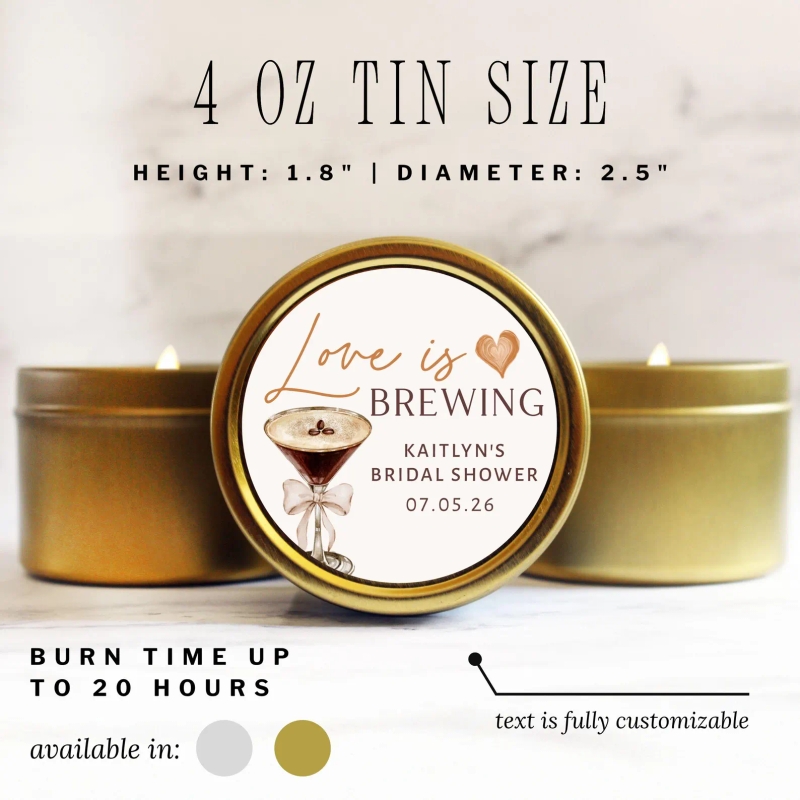 Love is Brewing Bridal Shower Favor Candle | Coffee Theme