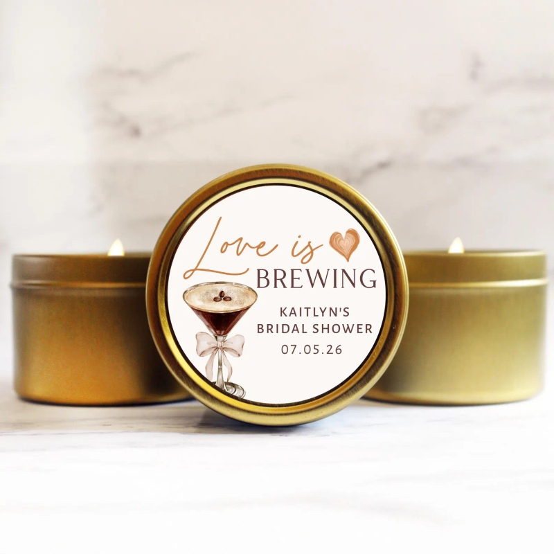 Love is Brewing Bridal Shower Favor Candle | Coffee Theme