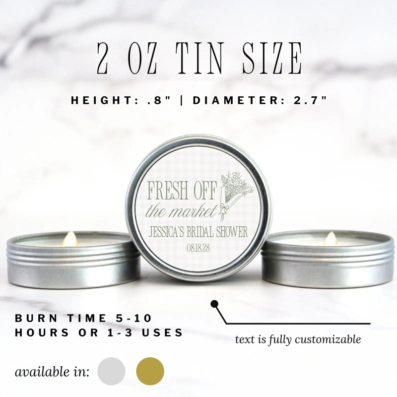 Fresh Off The Market Theme Bridal Shower Favors Candles