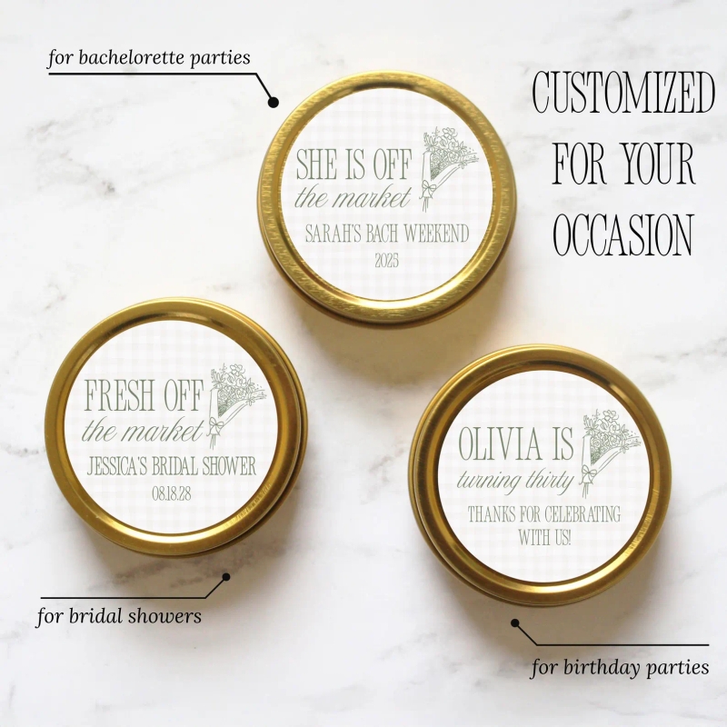 Fresh Off The Market Theme Bridal Shower Favors Candles