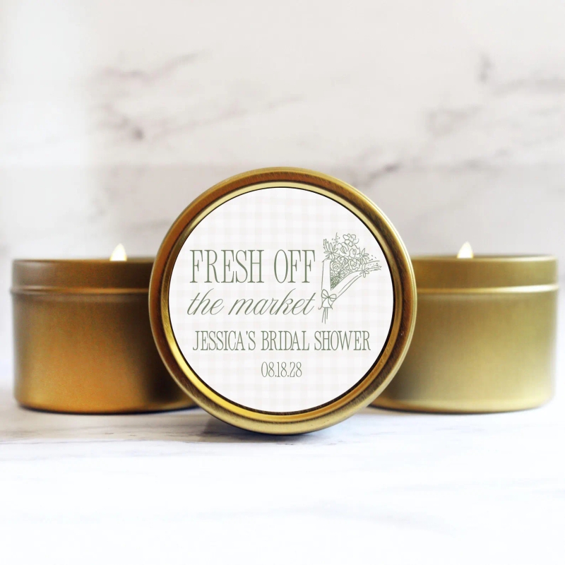 Fresh Off The Market Theme Bridal Shower Favors Candles