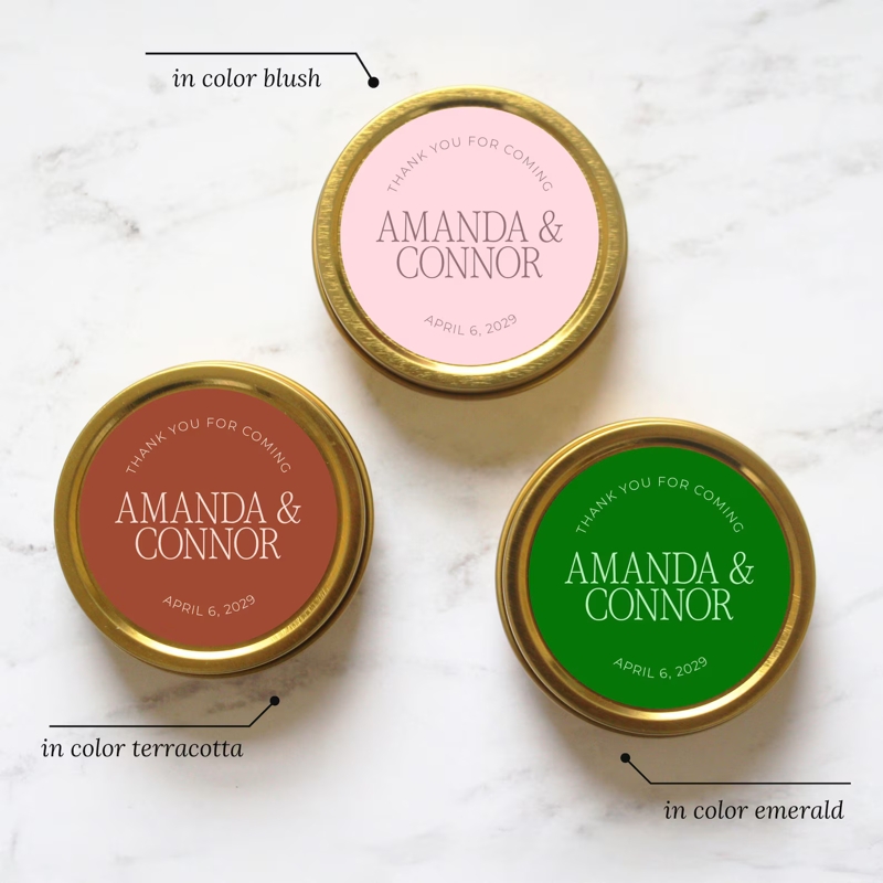Personalized Bulk Wedding Candle Favors for Reception Guest