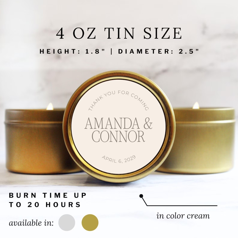 Personalized Bulk Wedding Candle Favors for Reception Guest