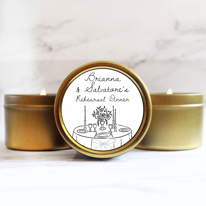 Rehearsal Dinner Candle Favor for Wedding Guest