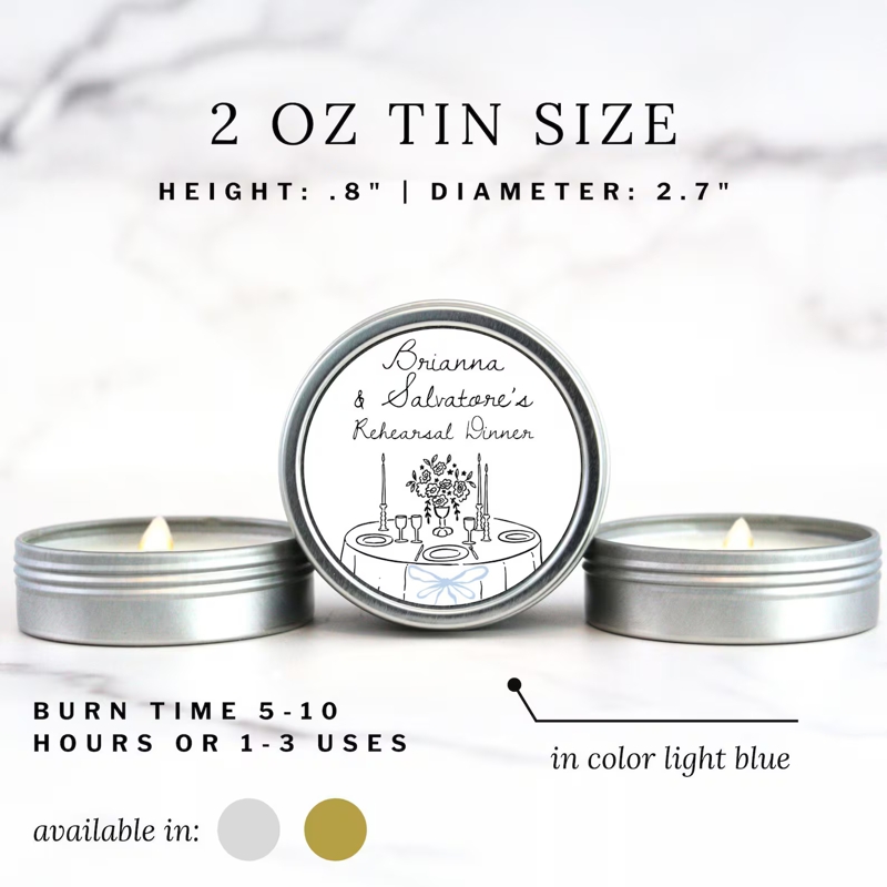 Rehearsal Dinner Candle Favor for Wedding Guest