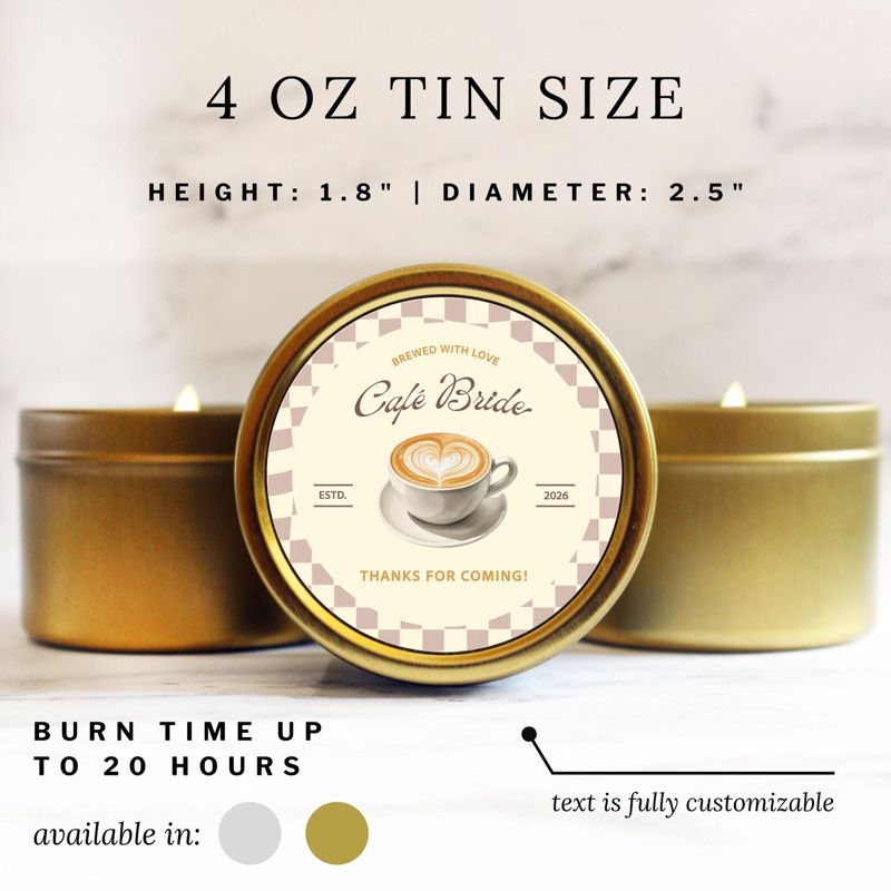 Cafe Bridal Shower Candle Coffee Theme Favor