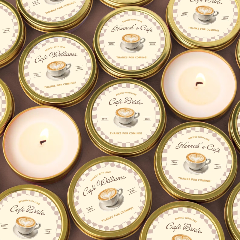 Cafe Bridal Shower Candle Coffee Theme Favor