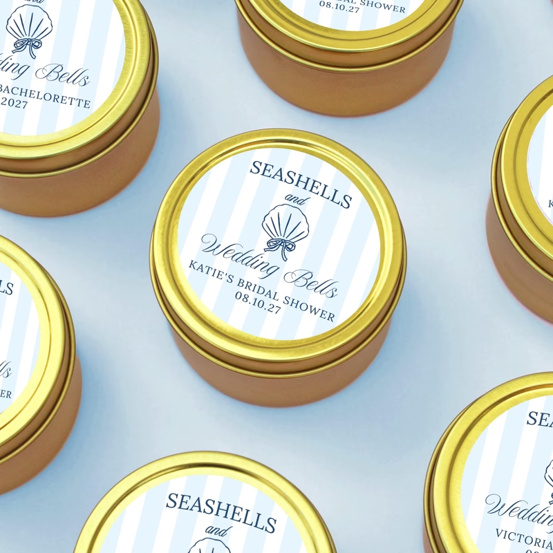 Seashells and Wedding Bells Bridal Shower Favor Candle