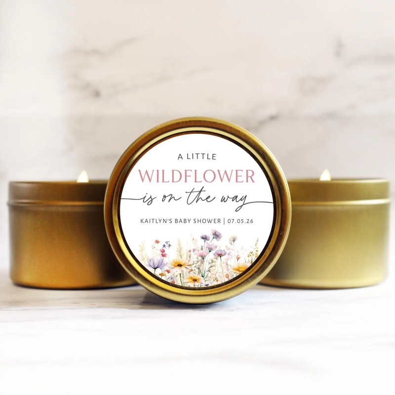 Baby Shower Favor Candle Bulk Wildflower Theme