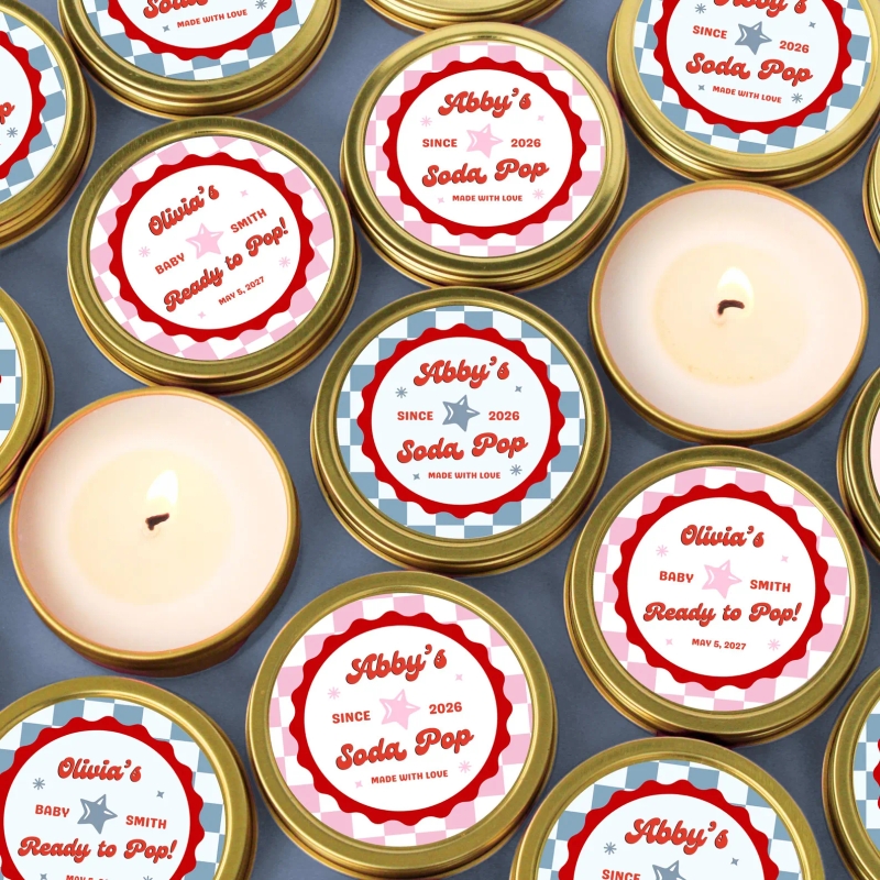 Baby Shower Favor Candle Personalized Soda Pop Theme