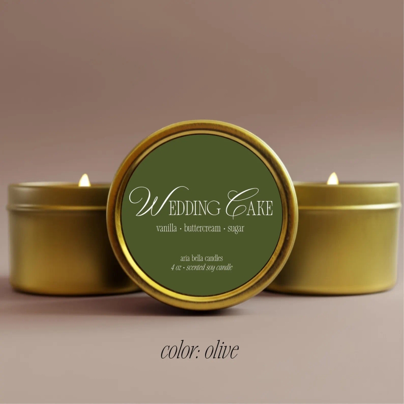 Elegant Wedding Cake Soy Candle Tin