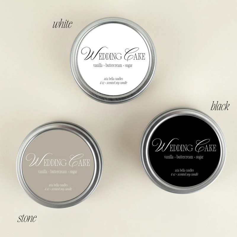 Elegant Wedding Cake Soy Candle Tin