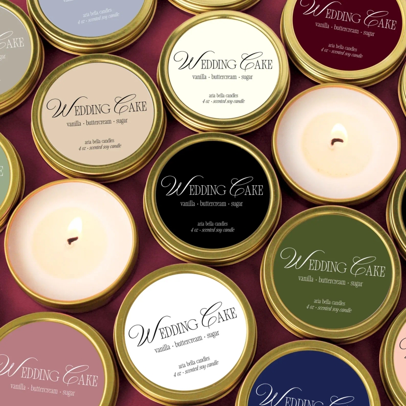 Elegant Wedding Cake Soy Candle Tin