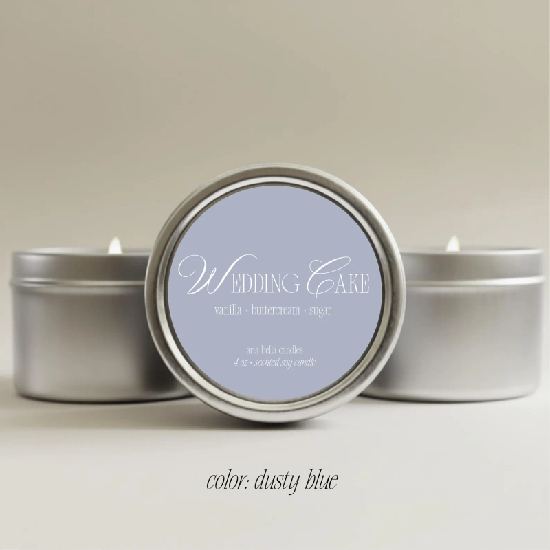 Elegant Wedding Cake Soy Candle Tin