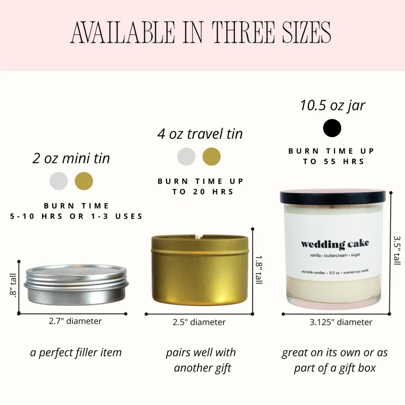 Wedding Cake Candle Bakery Scented Bridesmaid Candle