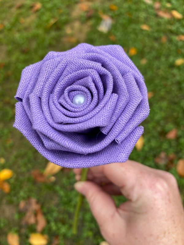 Single Linen Rose with Stick Stem, Build Your Own Bouquet, Custom Flower Bouquet, Rose Bouquet, Gift for Her, 12th Anniversary