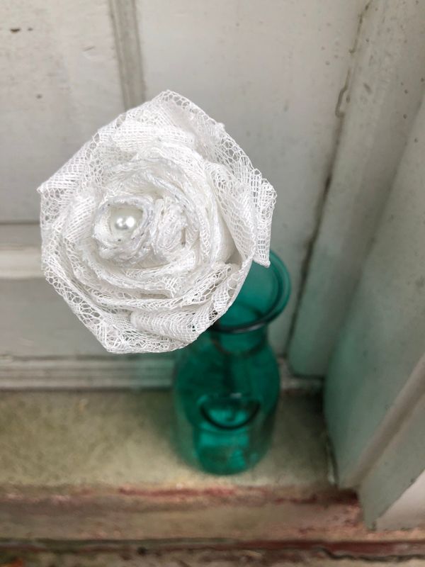 White Lace Roses with Stems, Lace Flower Bouquet, Lace Flowers, Lace Roses, 13th Wedding Anniversary Gift, Lace Gift for Her, Thirteenth