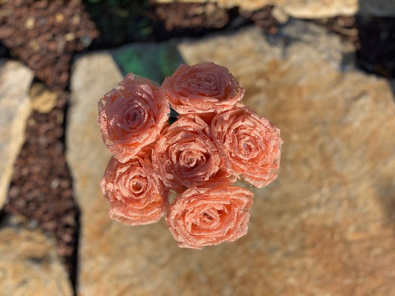 Peach Lace Roses with Stems, Lace Flower Bouquet, Lace Flowers, Lace Roses, 13th Wedding Anniversary Gift, Lace Gift for Her, Thirteenth