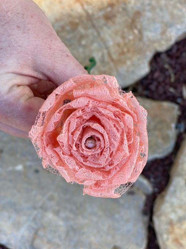 Peach Lace Roses with Stems, Lace Flower Bouquet, Lace Flowers, Lace Roses, 13th Wedding Anniversary Gift, Lace Gift for Her, Thirteenth