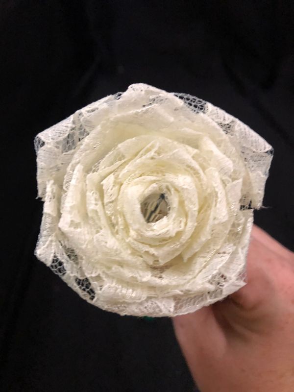 Ivory Lace Roses with Stems, Lace Flower Bouquet, Lace Flowers, Lace Roses, 13th Wedding Anniversary Gift, Lace Gift for Her, Thirteenth