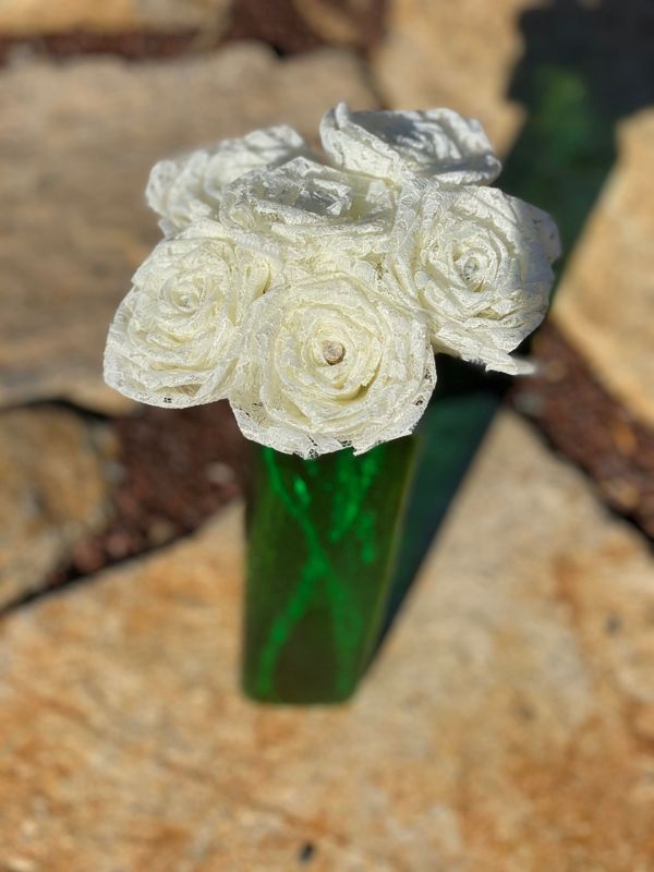 Ivory Lace Roses with Stems, Lace Flower Bouquet, Lace Flowers, Lace Roses, 13th Wedding Anniversary Gift, Lace Gift for Her, Thirteenth