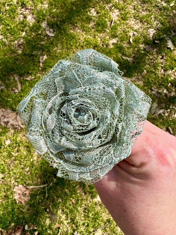 Sage Lace Roses with Stems, Lace Flower Bouquet, Lace Flowers, Lace Roses, 13th Wedding Anniversary Gift, Lace Gift for Her, Thirteenth