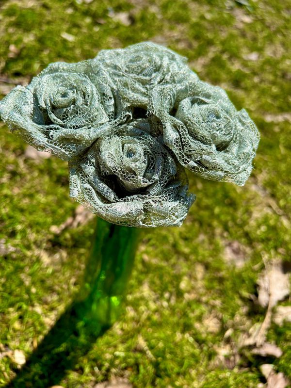 Sage Lace Roses with Stems, Lace Flower Bouquet, Lace Flowers, Lace Roses, 13th Wedding Anniversary Gift, Lace Gift for Her, Thirteenth
